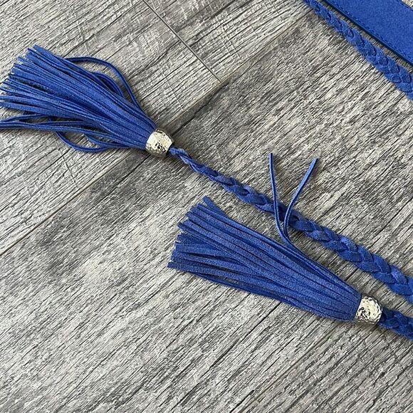 White House Black Market blue suede belt main image 8